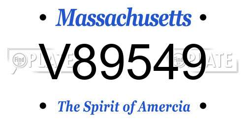 V89549 Massachusetts License Plate