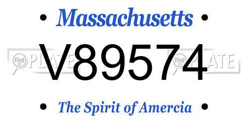 V89574 Massachusetts License Plate