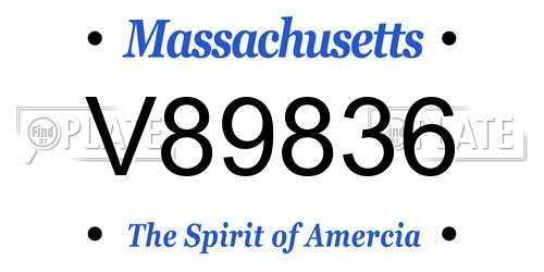 V89836 Massachusetts License Plate