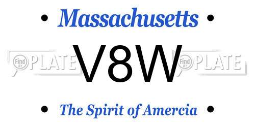V8W Massachusetts License Plate