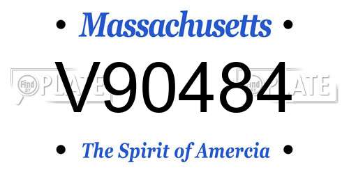 V90484 Massachusetts License Plate