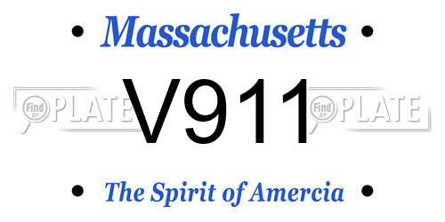 V911 Massachusetts License Plate