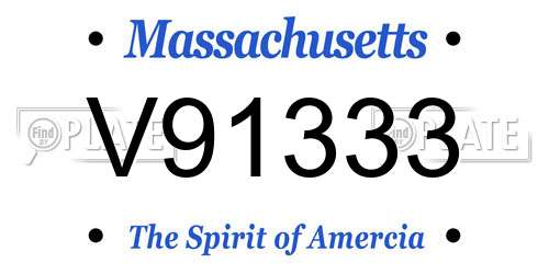 V91333 Massachusetts License Plate