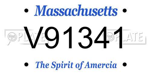 V91341 Massachusetts License Plate