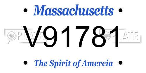 V91781 Massachusetts License Plate