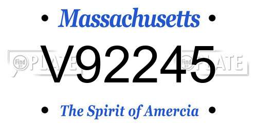 V92245 Massachusetts License Plate