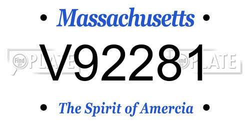 V92281 Massachusetts License Plate