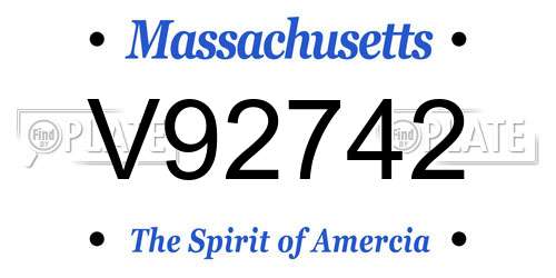 V92742 Massachusetts License Plate