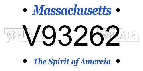 V93262 Massachusetts License Plate