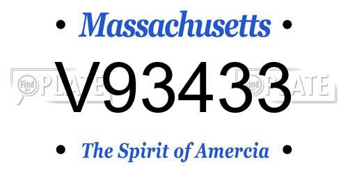 V93433 Massachusetts License Plate