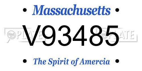 V93485 Massachusetts License Plate