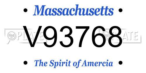 V93768 Massachusetts License Plate