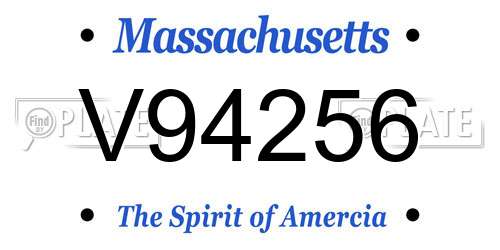 V94256 Massachusetts License Plate