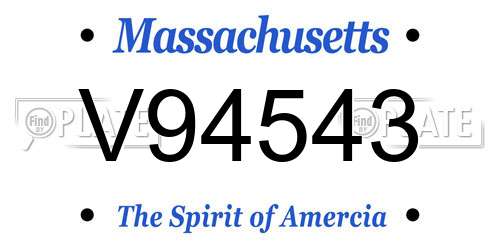 V94543 Massachusetts License Plate