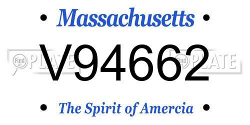 V94662 Massachusetts License Plate