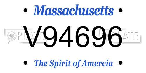 V94696 Massachusetts License Plate