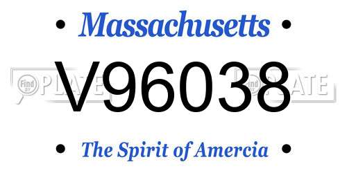 V96038 Massachusetts License Plate