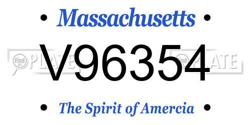 V96354 Massachusetts License Plate