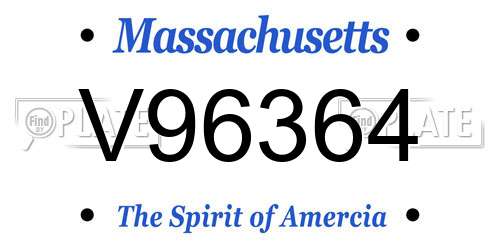 V96364 Massachusetts License Plate