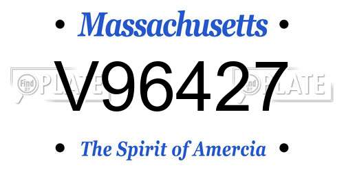 V96427 Massachusetts License Plate