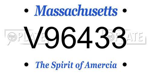 V96433 Massachusetts License Plate