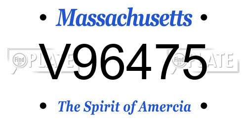 V96475 Massachusetts License Plate