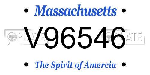 V96546 Massachusetts License Plate