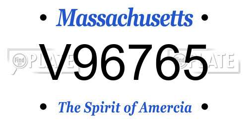 V96765 Massachusetts License Plate