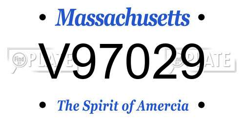V97029 Massachusetts License Plate