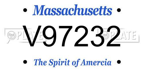 V97232 Massachusetts License Plate