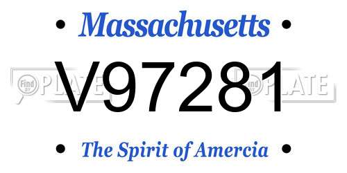 V97281 Massachusetts License Plate