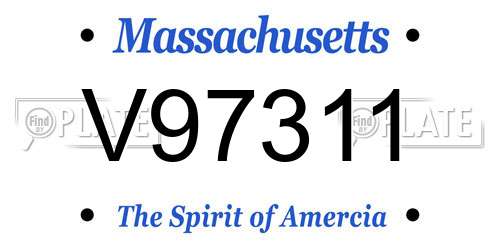 V97311 Massachusetts License Plate