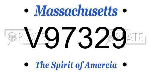 V97329 Massachusetts License Plate