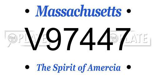 V97447 Massachusetts License Plate