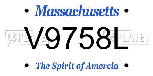 V9758L Massachusetts License Plate