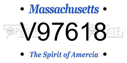 V97618 Massachusetts License Plate