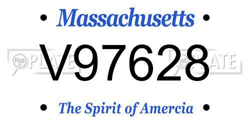 V97628 Massachusetts License Plate