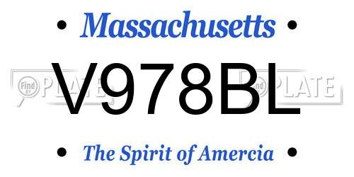 V978BL Massachusetts License Plate