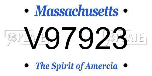 V97923 Massachusetts License Plate