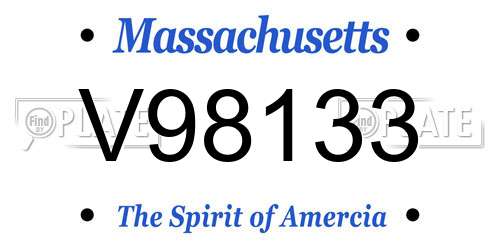 V98133 Massachusetts License Plate
