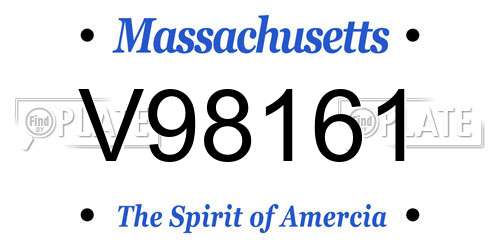 V98161 Massachusetts License Plate
