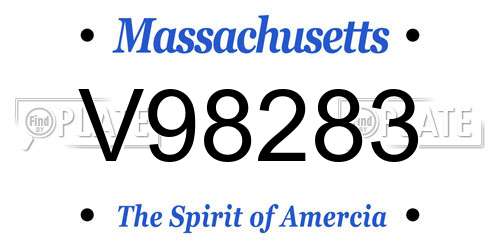 V98283 Massachusetts License Plate