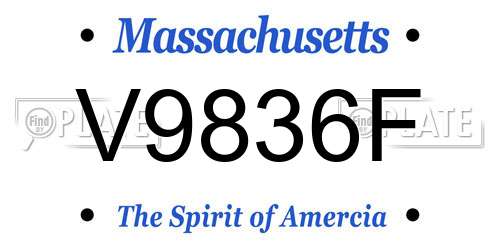 V9836F Massachusetts License Plate