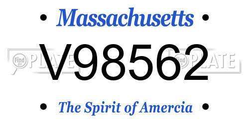 V98562 Massachusetts License Plate