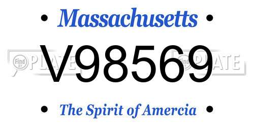 V98569 Massachusetts License Plate