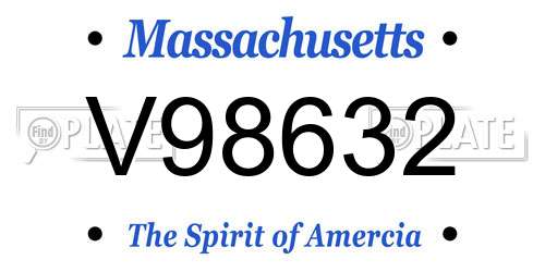 V98632 Massachusetts License Plate