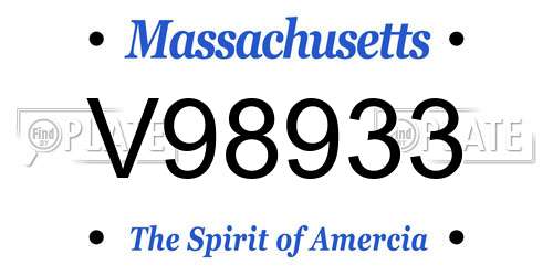 V98933 Massachusetts License Plate