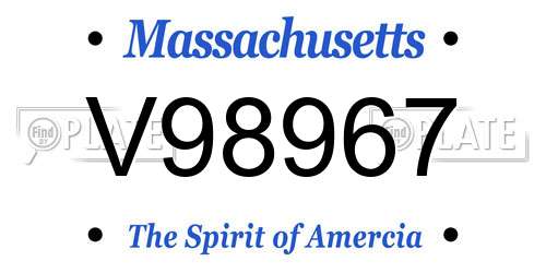 V98967 Massachusetts License Plate