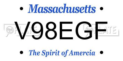 V98EGF Massachusetts License Plate