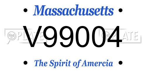 V99004 Massachusetts License Plate